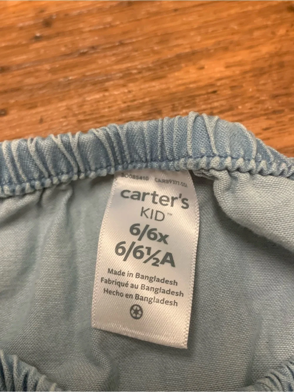 Carter's Girls Size 6 Chambray Embroidered Floral Tie Front Long Sleeve Shirt